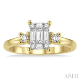 1/2 Ctw Fusion Baguette and Round Cut Diamond Engagement Ring in 14K Yellow and White Gold